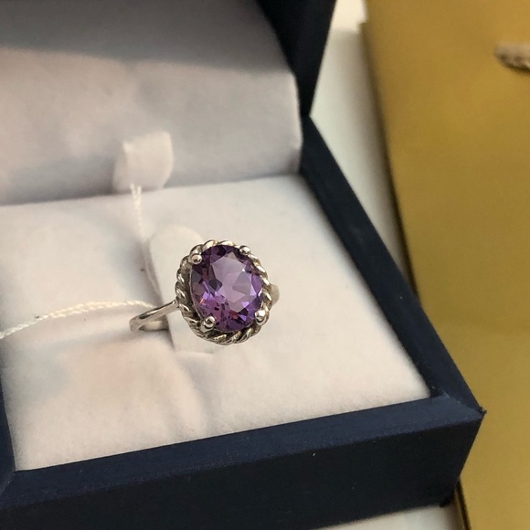 🚫SOLD- 925 Sterling Silver Natural Oval Cut Amethyst Ring - Picture 6 of 10